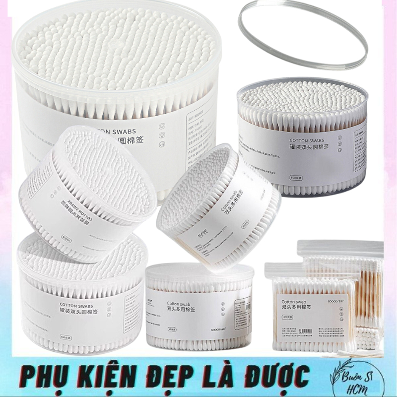 Tăm Bông Ngoái Tay Thân Gỗ, Bông Ngoáy Tai 2 Đầu, Tăm Bông Gỗ, Tăm Bông 2 Đầu, Tăm Bông Hộp 350 Que#