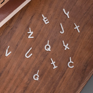(Loại nhỏ xíu) Lẻ charm mặt chữ cái MINI đính đá bạc 925 SILVER CHIC 26 chữ alphabet