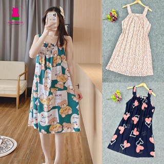 Váy tole lanh mặc nhà, mặc ngủ siêu mát 49-80kg, đầm dây tole 2 da