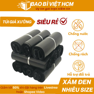 Túi Niêm Phong Màu Đen Xám Nhiều size, Túi Niêm Phong Chống Nước, Túi Đóng Gói Hàng PE 3 Lớp