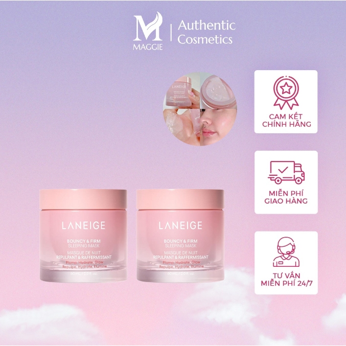 Mặt Nạ Ngủ LANEIGE Bouncy & Firm Sleeping Mask tăng cường collagen và làm săn chắc da (Mẫu mới 60ML)