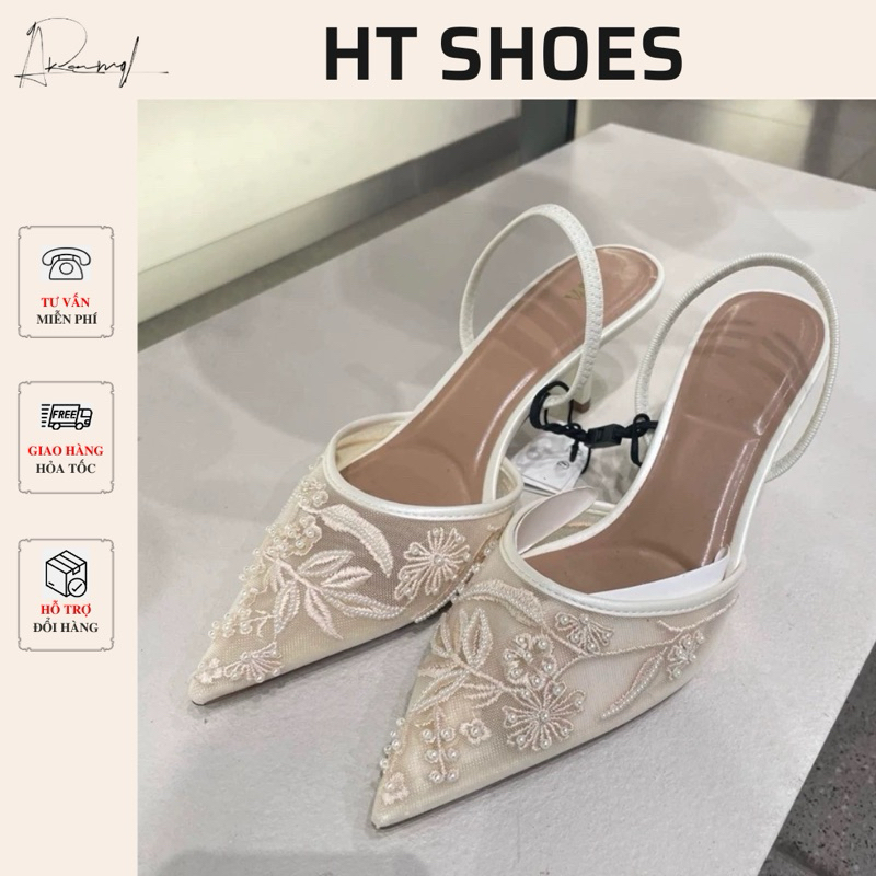 Giày cao gót Z mũi nhọn vải lưới thêu hoa dịu dàng đế cao mảnh 5cm phong cách tiểu thư Mary Jane 𝟴𝟯𝟮𝟲(𝟳𝟴𝟭𝟰-𝟱 𝗞𝗲𝗺)