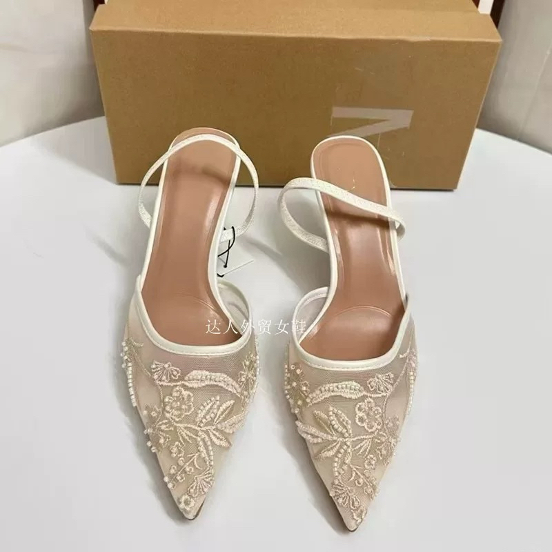 Giày cao gót Z mũi nhọn vải lưới thêu hoa dịu dàng đế cao mảnh 5cm phong cách tiểu thư Mary Jane 𝟴𝟯𝟮𝟲(𝟳𝟴𝟭𝟰-𝟱 𝗞𝗲𝗺) | BigBuy360 - bigbuy360.vn