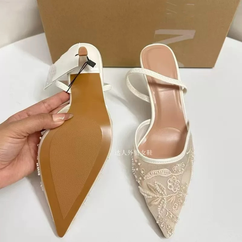 Giày cao gót Z mũi nhọn vải lưới thêu hoa dịu dàng đế cao mảnh 5cm phong cách tiểu thư Mary Jane 𝟴𝟯𝟮𝟲(𝟳𝟴𝟭𝟰-𝟱 𝗞𝗲𝗺) | BigBuy360 - bigbuy360.vn