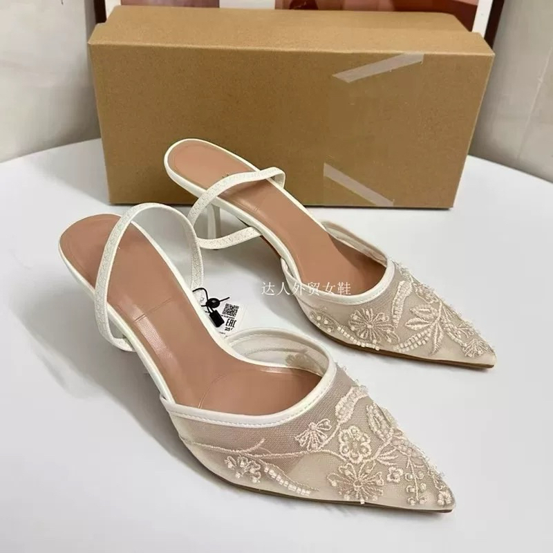 Giày cao gót Z mũi nhọn vải lưới thêu hoa dịu dàng đế cao mảnh 5cm phong cách tiểu thư Mary Jane 𝟴𝟯𝟮𝟲(𝟳𝟴𝟭𝟰-𝟱 𝗞𝗲𝗺) | BigBuy360 - bigbuy360.vn