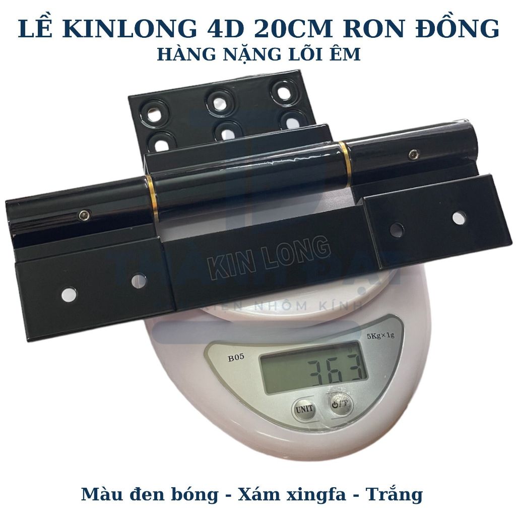 Bản lề 4D KINLONG ron thau dài 20cm (Lề xingfa hệ 55, LỀ 4D TỐT CỐT INOX)