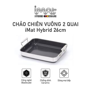 [Hàng chính hãng-iMat hybrid] Chảo vuông đa năng 26cm hai tay cầm iMat Hybrid chống dính Ceramic đen