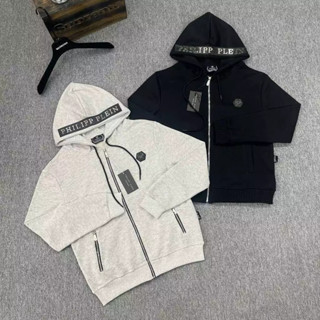Áo Hoodie Philipp Plein Phối Khóa Cổ Dây LoGo Kim Loại Cao Cấp, Áo Khoác Philipp Phong Cách Boy Phố Thu Đông 2024 HƯỚNG