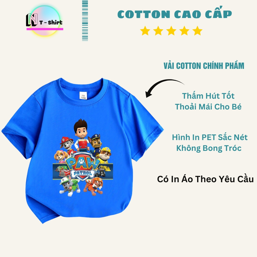 Áo phông trẻ em in hình Đội Chó Cứu Hộ Paw Patrol, Áo cotton mặc mát thoải mái NTShirt 04