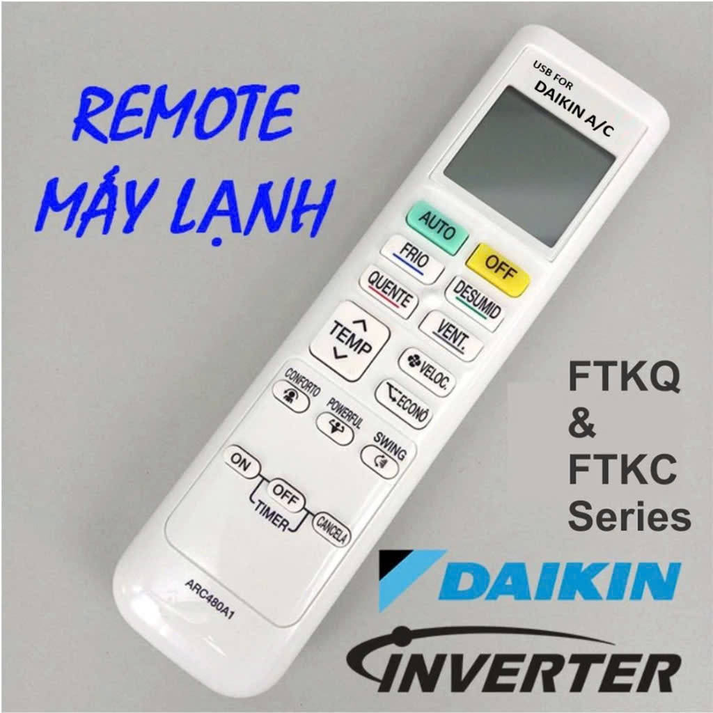 REMOTE MÁY LẠNH DAIKIN INVERTER DÒNG FTKQ & FTKC ARC480A1 ARC480A33 ARC480A51 ARC480A36 ARC480A21...