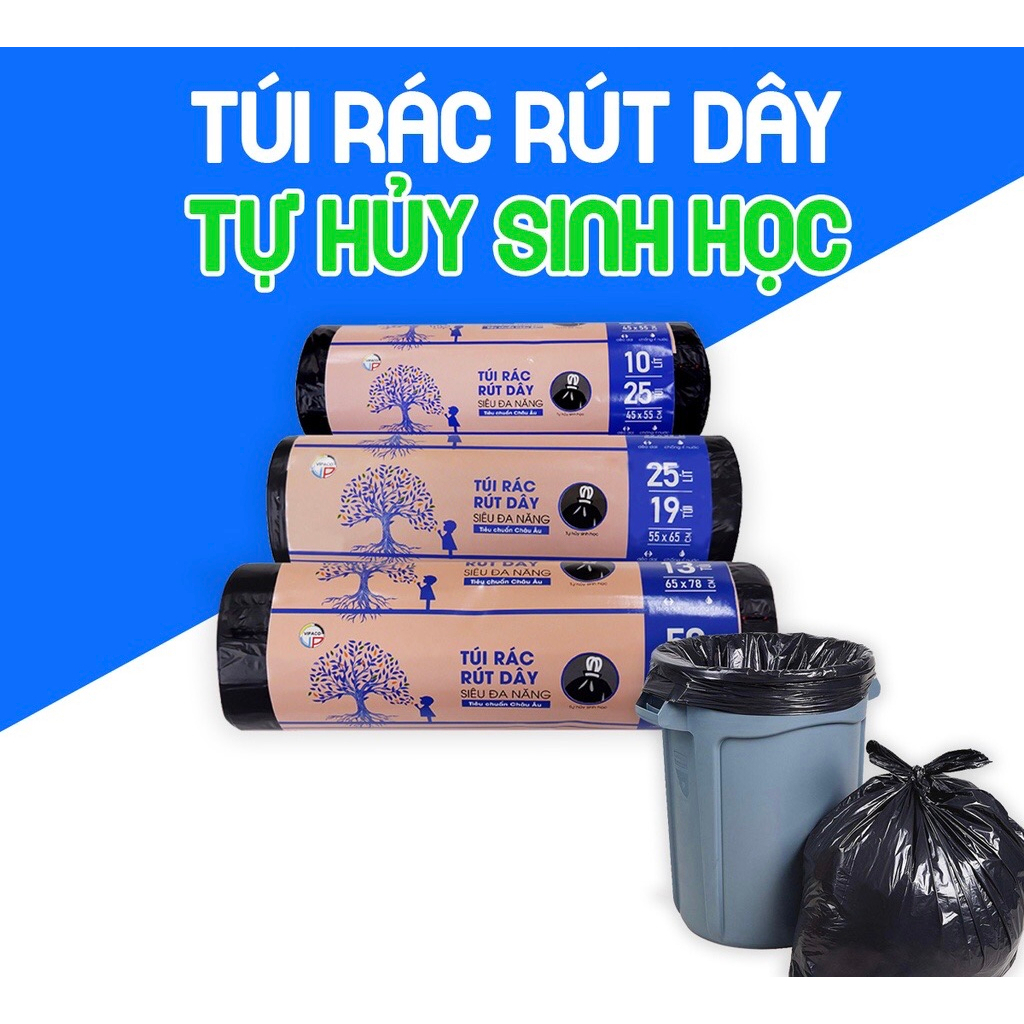 Túi Đựng Rác Tự Phân Huỷ Có Dây Rút   10L, 25L,50L