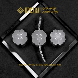 Cỏ bốn lá xỏ vòng tay màu trắng chất liệu thạ.ch a n h trắng bạch thiên nhiên UPCARA