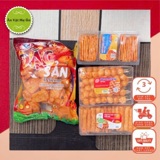 Combo cổng trường 2 đồ văn vặt gồm 4 món snack bánh bò quẩy hộp, bánh bò xiên vừng, bánh bò miếng vừng, bánh bò đặc sản