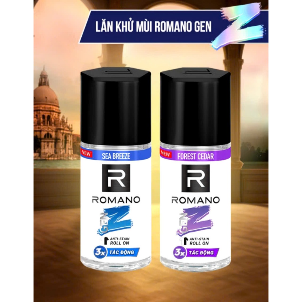 (Mới) Lăn khử mùi Romano Gen Z ngăn vệt ố vàng 40ml