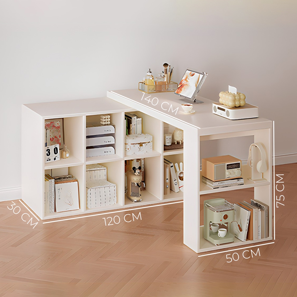 Bàn làm việc góc chữ L kết hợp tủ sách thông minh, tiết kiệm diện tích thương hiệu UNLIMI - GM131 | BigBuy360 - bigbuy360.vn