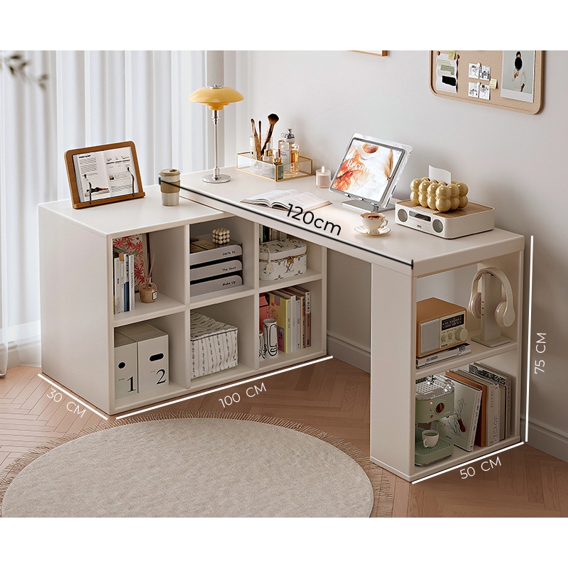 Bàn làm việc góc chữ L kết hợp tủ sách thông minh, tiết kiệm diện tích thương hiệu UNLIMI - GM131 | BigBuy360 - bigbuy360.vn