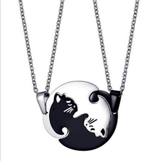 Dây chuyền mặt mèo dễ thương dành cho cặp đôi, vòng cổ bằng thép không gỉ Titanium