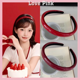 Băng đô cài tóc size 2cm da bóng màu đỏ, bờm đỏ phù hợp lễ Tết và Noel (BD161)