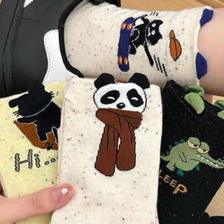  Tất vớ nam nữ cổ cao unisex nhiều màu sắc Tất bắp chân thun cotton co giãn hoạ tiết hoạt hình 