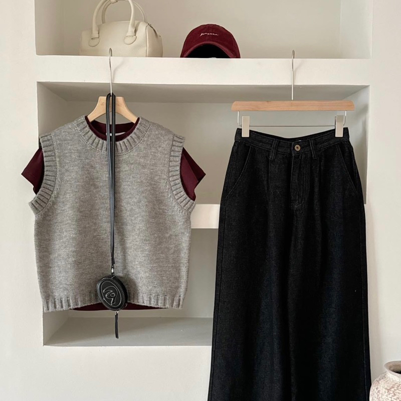 Áo gile len cổ tròn 00505 CHERRY COCO