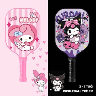 Vợt pickleball trẻ em Kuromi Melody 3-7 tuổi chơi bóng nhẹ bền, tay cầm gỗ chống trơn trượt, tặng kèm 1 bóng pickle ball