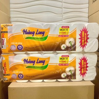   GIÁ SỈ  1 LỐC 12 CUỘN tặng 1 gói giấy rút lớn  KHĂN GIẤY CUỘN HOÀNG LONG 