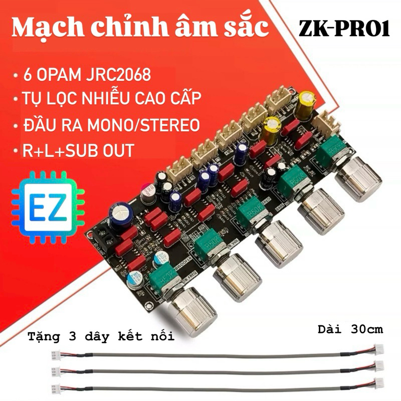 ZK-PRO1 Mạch chỉnh âm sắc 2.1 kỹ thuật số chip jrc2068, 12-30V