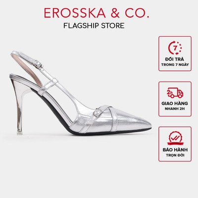 Erosska - Slingback cao gót mũi nhọn phối dây đan chéo thời trang cao 10cm - EH046