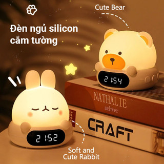  Đèn ngủ cắm tường Gấu Thỏ Dễ Thương có điều khiển từ xa và đồng hồ - 3 nhiệt độ màu sáng - Điều chỉnh độ sáng vô cấp 