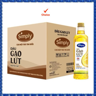 1 Thùng 12 chai Dầu Ăn Cao Cấp Simply Gạo Lứt 1L - Hàng Chính Hãng - Date mới