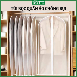Túi bọc quần áo chống bụi chống ẩm mốc có khoá kéo vải peva dày dặn Dotina TBQA4