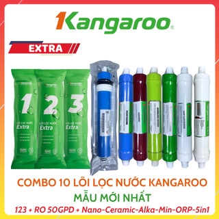  Combo 10 Lõi Lọc Nước Kangaroo Gồm Bộ 123 Và Màng RO Nano Ceramic Alkaline Maifan Orp 5in1 Dùng Cho Các  Máy Lọc RO 