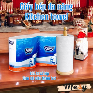 Combo 2 Cặp Giấy Bếp Pulppy kitchen towel Cuộn 205 tờ Khăn Giấy Đa Năng Thấm Dầu Mỡ Siêu Dai