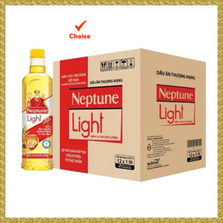 1 Thùng 12 chai Dầu Ăn Thượng Hạng Neptune Light 1L - Hàng Chính Hãng - Date mới