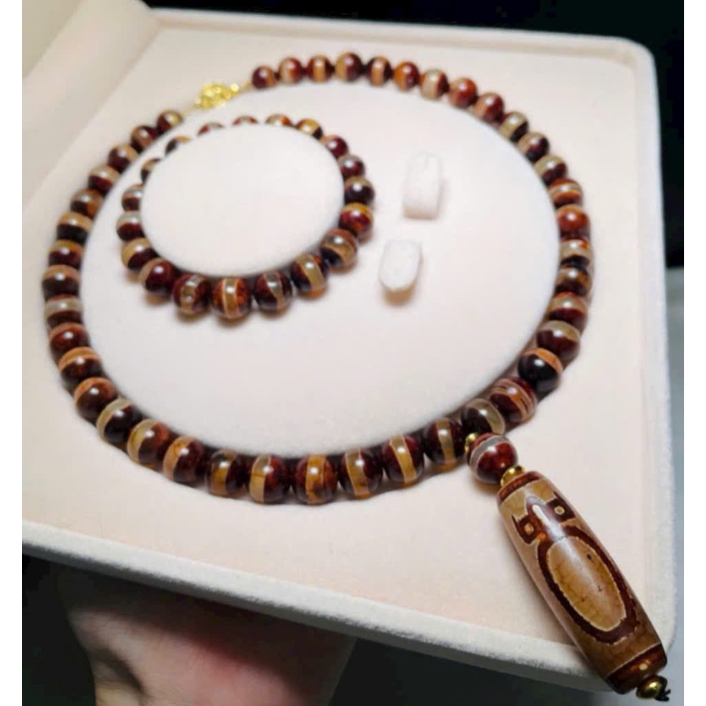 Trang sức vòng tay + dây dzi dược sư mix dzi thần tài size 10mm xinh