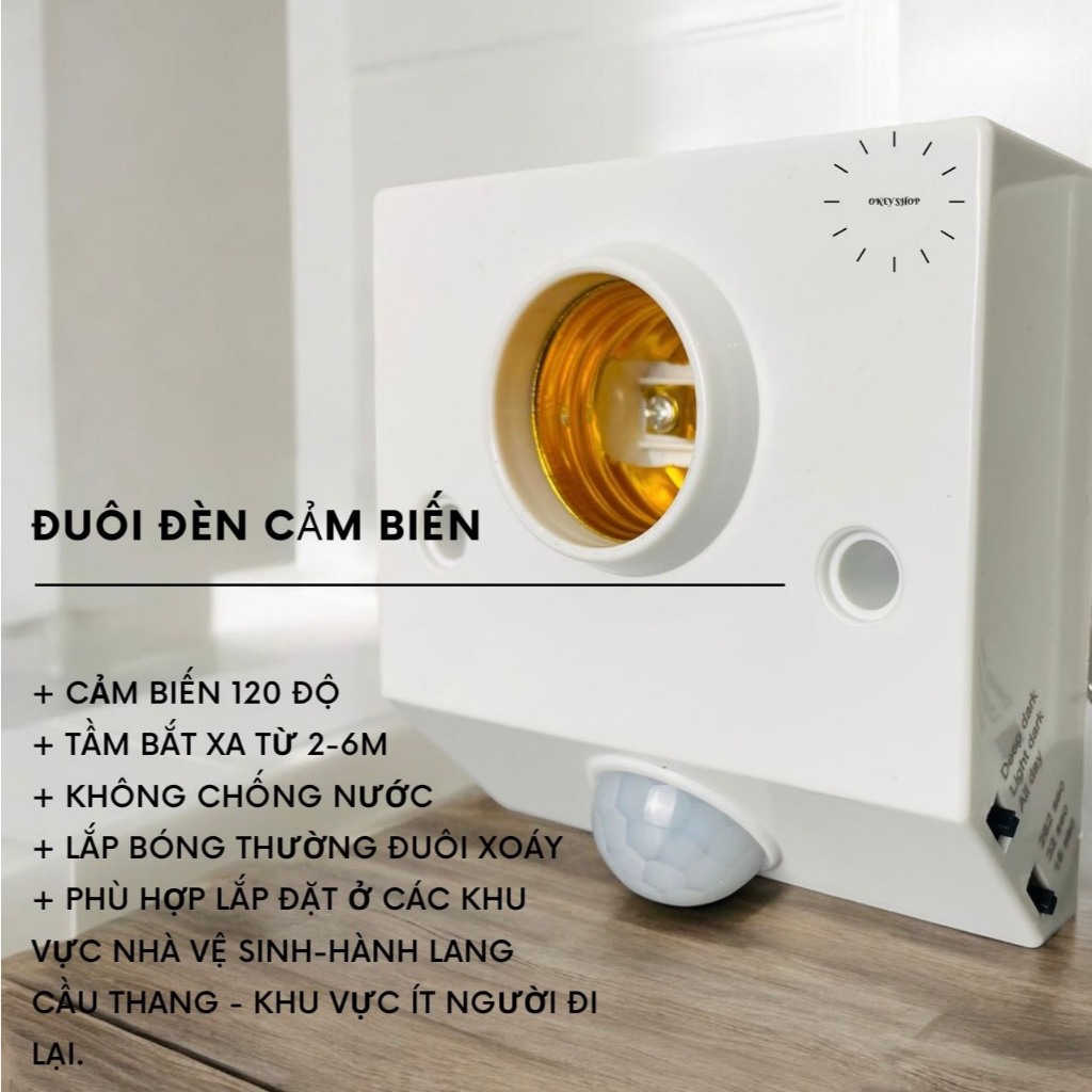 Đuôi đèn cảm ứng chuyển động sử dụng tia hồng ngoại, chuôi đèn cảm biến ứng tự sáng khi có người,, tắt khi không người