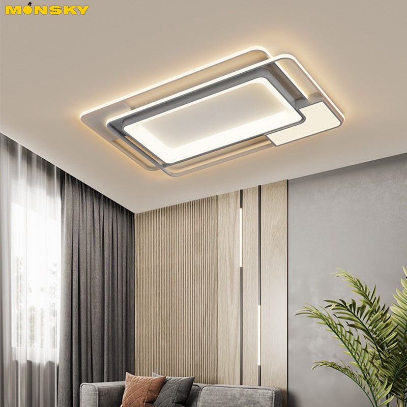 Đèn trần MONSKY LOVER 90x60cm hiện đại trang trí nội thất cao cấp dùng bóng led 3 màu ánh sáng(3003)