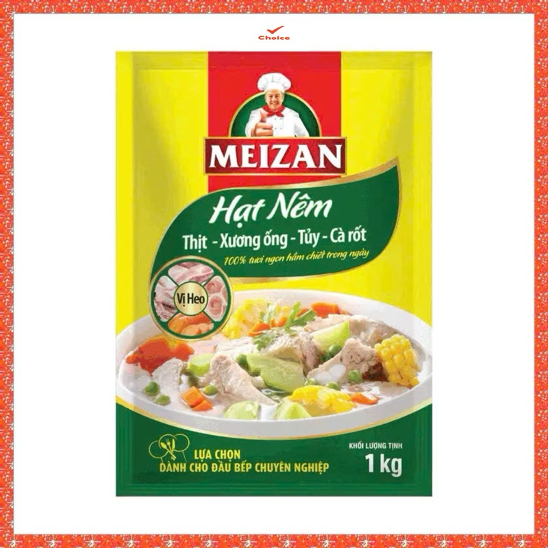 Hạt nêm Meizan Vị Heo túi 1kg ngon ngọt tự nhiên - Hàng Chính Hãng - Date mới
