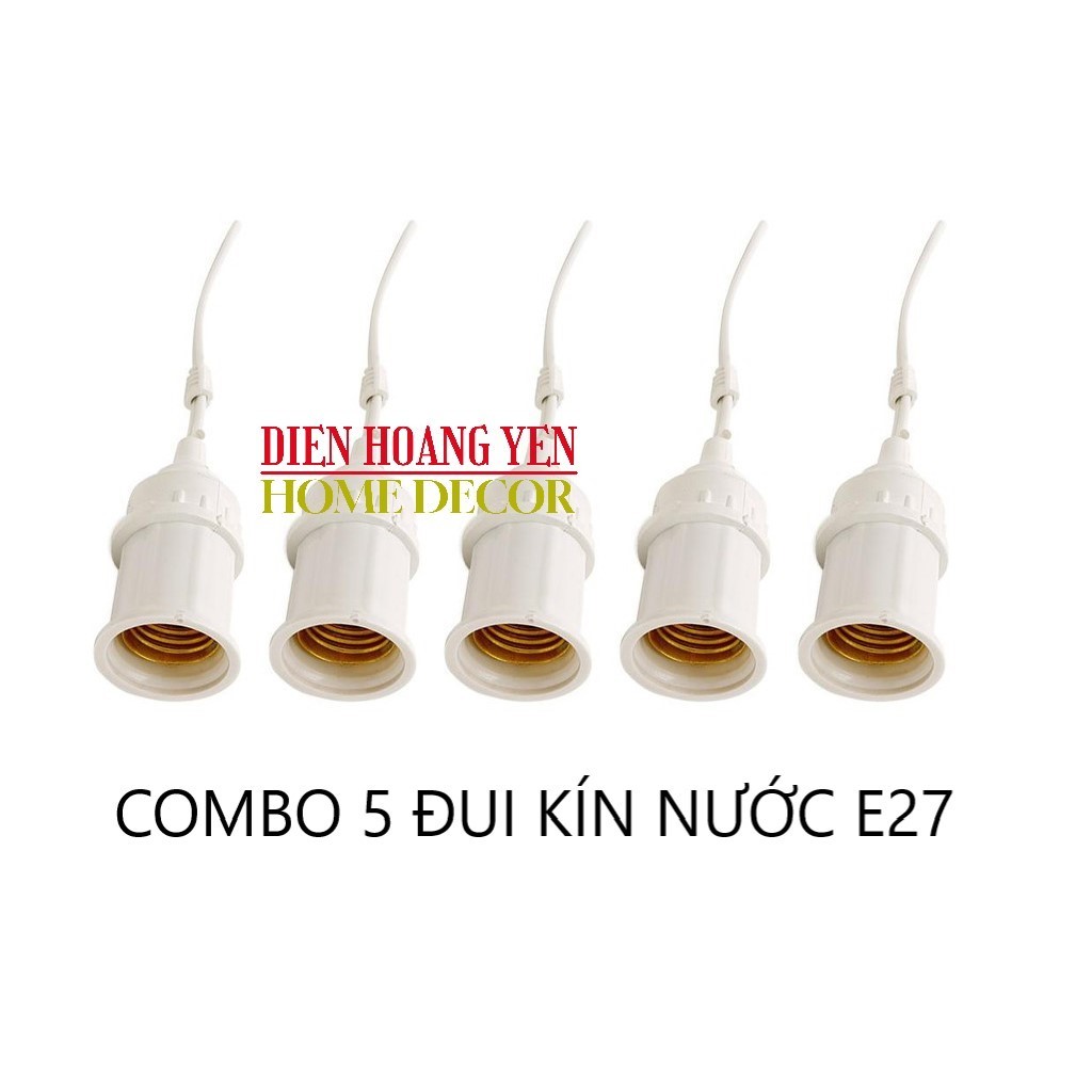 5 Đui đèn E27 kín nước đui xoáy MÀU TRẮNG