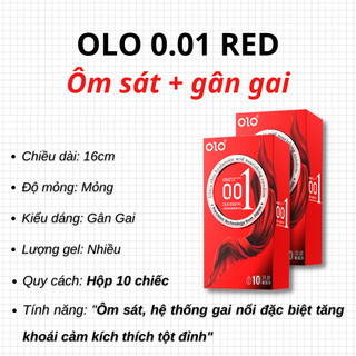 Bao Cao Su OLO 0.01 Thin Square Red Gai Nổi