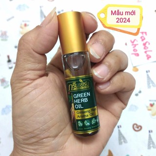 Dầu gió lăn thảo mộc GREEN HERB OIL 8cc Thái Lan nhân sâm ginseng aroma novolife nhức đau đốt cắn