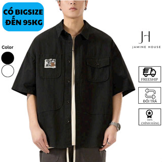 Áo Sơ Mi Kaki Nam Nữ JAMINE HOUSE Form Rộng Tay Lỡ 2 Túi TODAY Có BigSize 90kg Unisex Chất Kaki Menswear