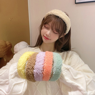 Băng đô Cài tóc lông xoắn màu đơn sắc style đơn giản thanh lịch cho bạn gái