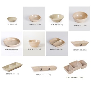 Combo 10 chén đựng nước chấm, đựng muối tiêu bằng nhựa melamine nhiều kiểu màu Nâu/Đen (hãng Fataco)