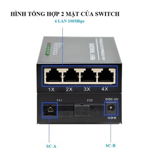 Switch 2 cổng quang 4 cổng Lan 100Mbps