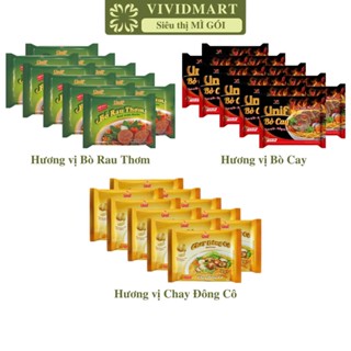 [SET10GÓI] - UNI-PRESIDENT - Mì Unif 3 vị: Bò Rau Thơm, Chay Đông Cô, Bò Cay (72-80g/gói)- Mì ăn liền Unif, Mì Unif gói
