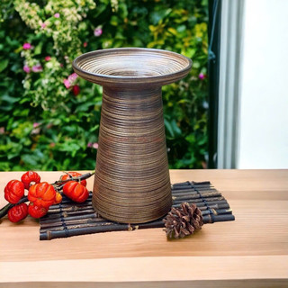  Lọ hoa Bình hoa Decor Bình cắm hoa gốm sứ Bát Tràng vân ganh mộc kiểu dáng mặt hồ cao 27 và 23cm 