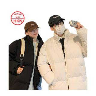 Áo khoác phao nam nữ unisex xưởng may HKN trần bông ấm áp màu đen be AKP01