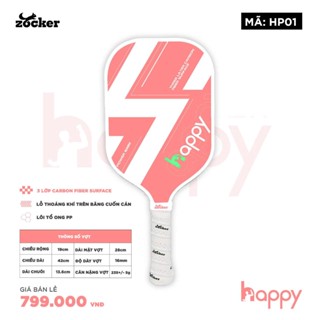 Vợt Pickleball Chính Hãng Zocker Happy Standard HP1 Sport [Tặng Túi Bảo Vệ Mặt Vợt]