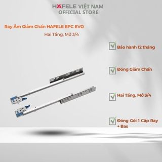 Ray âm giảm chấn HAFELE, mở 3/4 dùng cho ngăn kéo tủ gỗ, tủ nhôm, lắp âm dưới hộc kéo